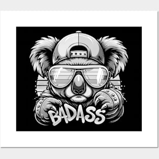 badass koala graffiti in black and white Posters and Art